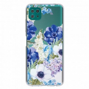 Hülle Für Samsung Galaxy A22 5G Nahtlose Blaue Aquarellblumen