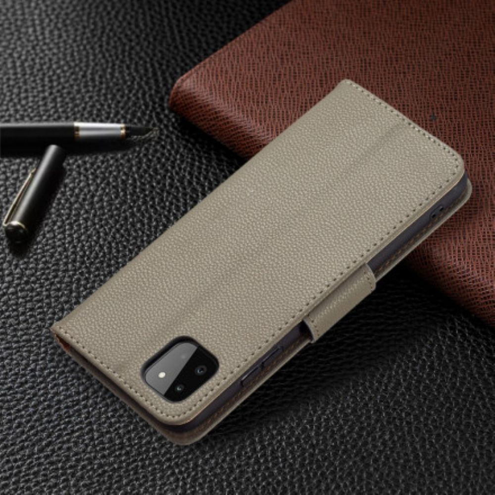 Lederhüllen Für Samsung Galaxy A22 5G Flip Case Litschi-klappe Schräg