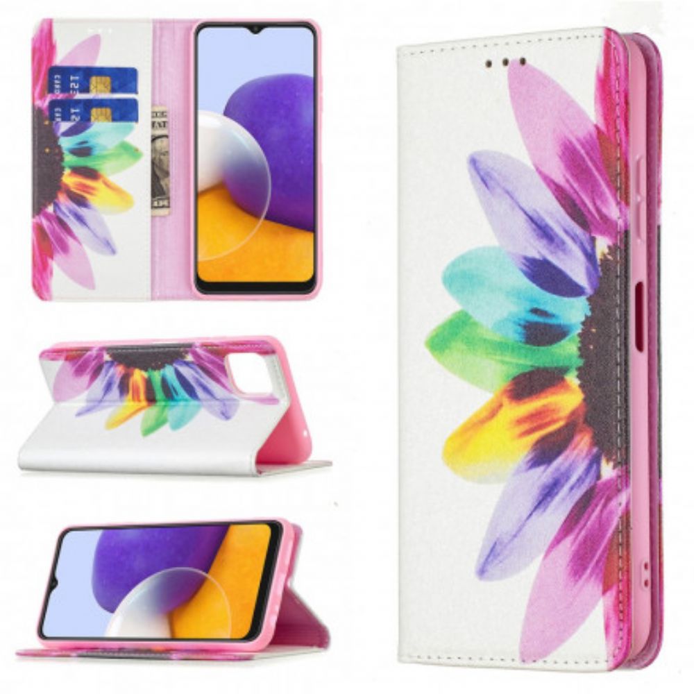 Schutzhülle Für Samsung Galaxy A22 5G Flip Case Aquarell Blume