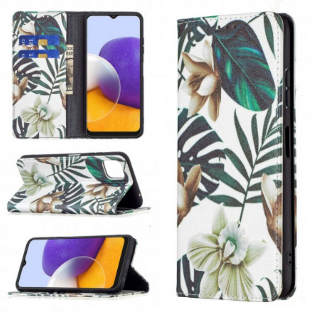 Schutzhülle Für Samsung Galaxy A22 5G Flip Case Blätter