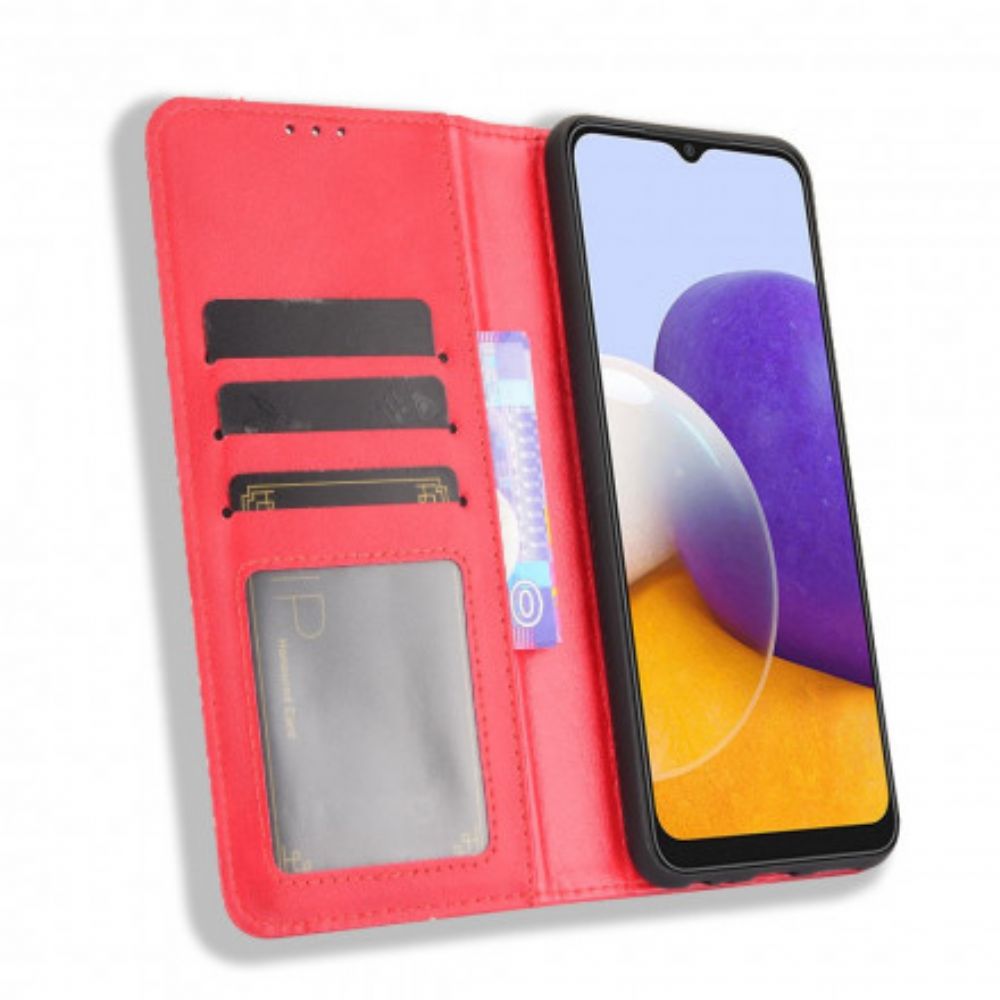 Schutzhülle Für Samsung Galaxy A22 5G Flip Case Stilisierter Vintage-ledereffekt