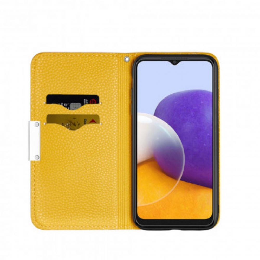 Schutzhülle Für Samsung Galaxy A22 5G Flip Case Ultraschickes Litschi-kunstleder