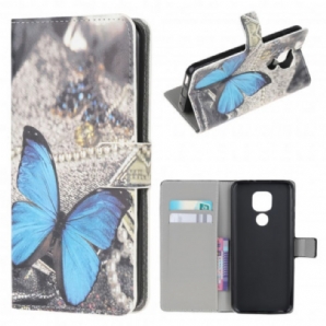 Flip Case Für Moto G9 Play Blauer Schmetterling