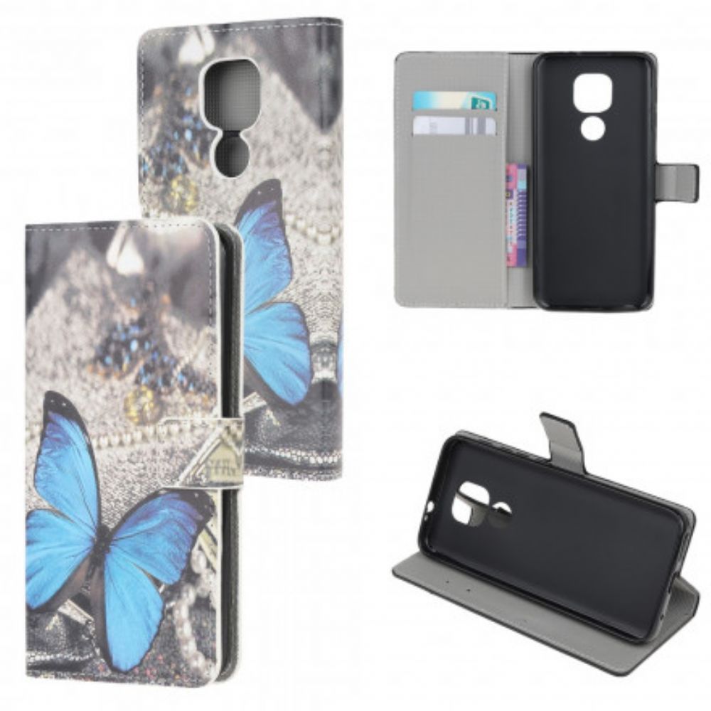 Flip Case Für Moto G9 Play Blauer Schmetterling