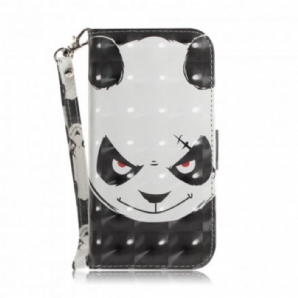 Flip Case Für Moto G9 Play Mit Kordel Wütender Panda Mit Riemen