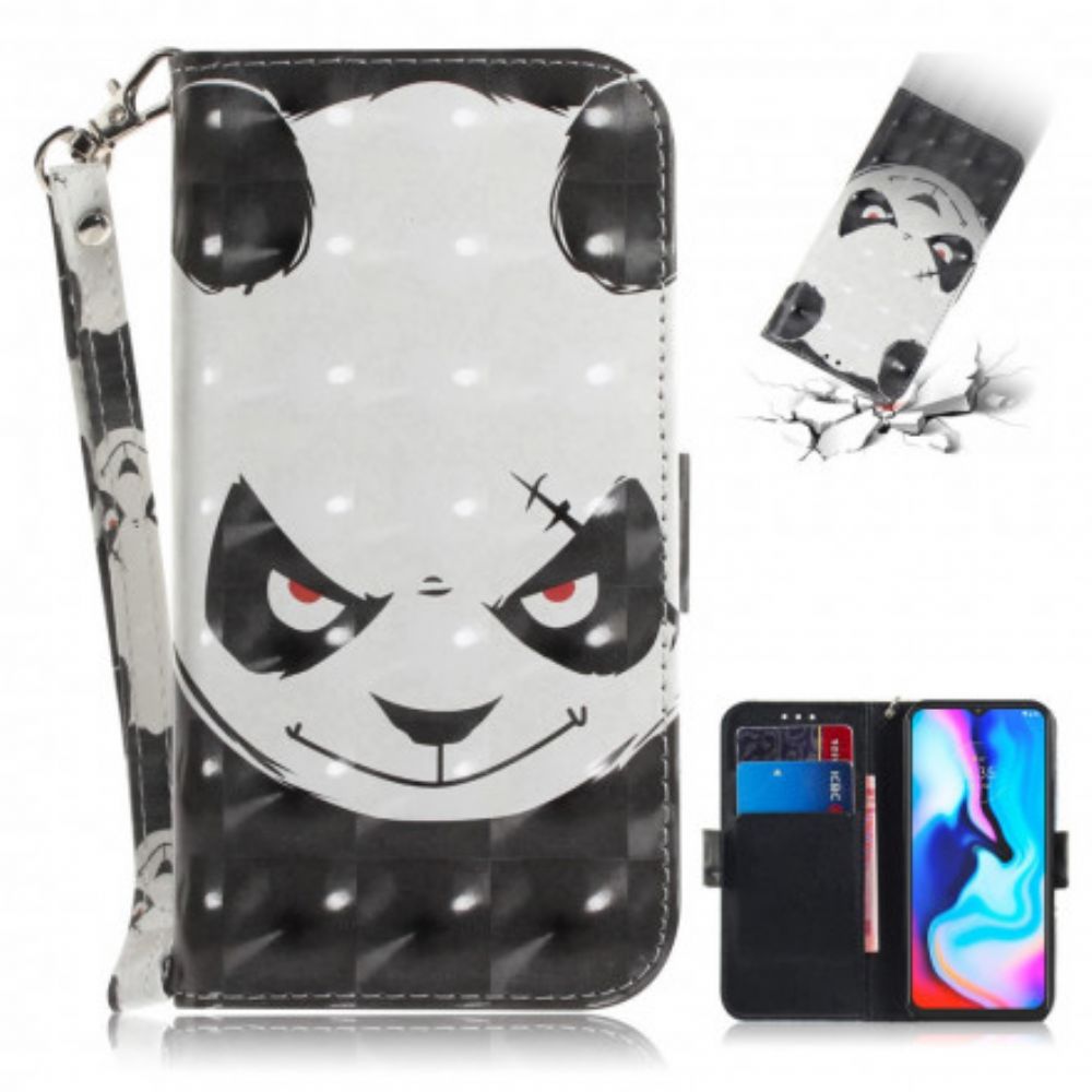 Flip Case Für Moto G9 Play Mit Kordel Wütender Panda Mit Riemen