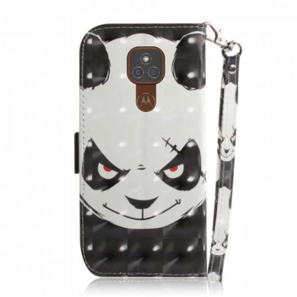 Flip Case Für Moto G9 Play Mit Kordel Wütender Panda Mit Riemen