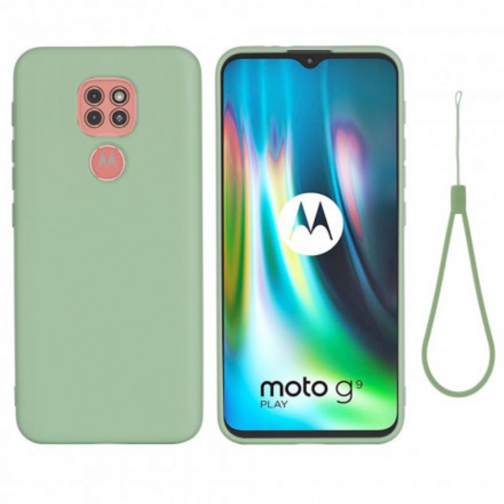 Handyhülle Für Moto G9 Play Flüssigsilikon-design Mit Lanyard