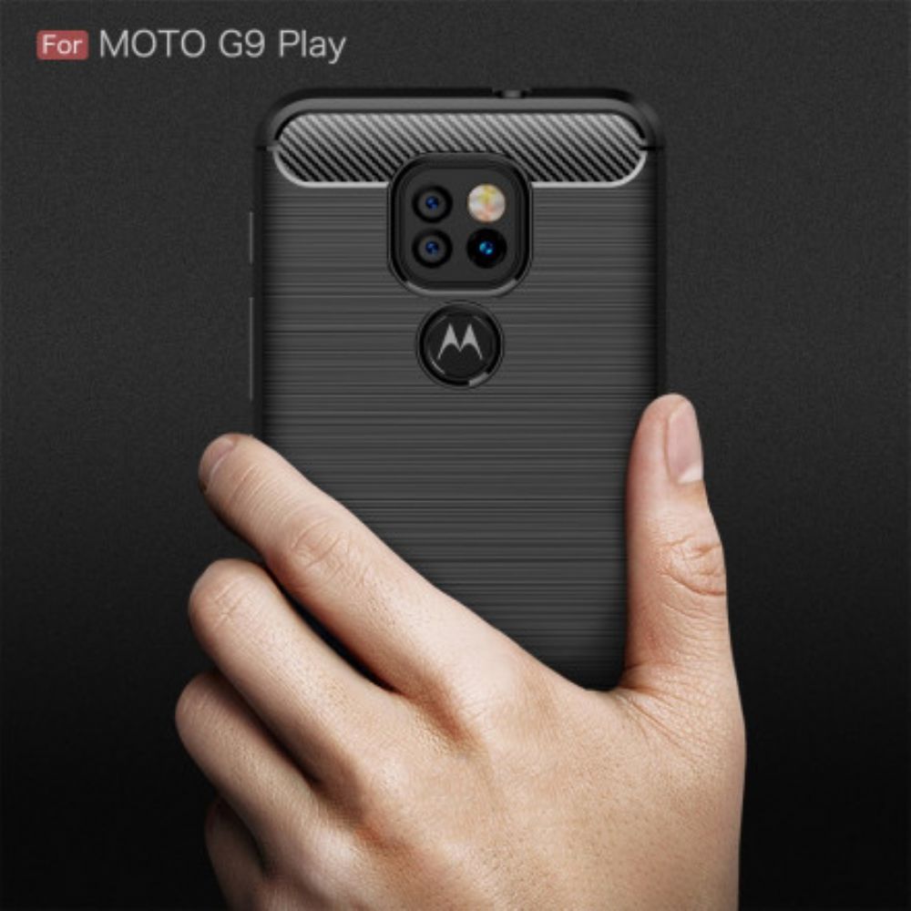 Hülle Für Moto G9 Play Gebürstete Kohlefaser