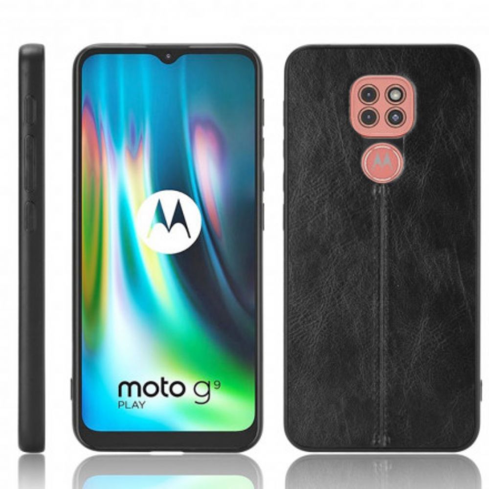 Hülle Für Moto G9 Play Naht Lederoptik