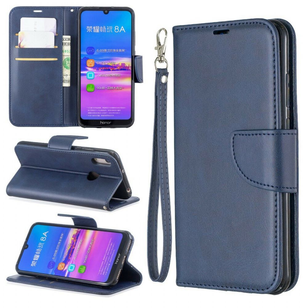 Lederhüllen Für Huawei Y6 2024 / Honor 8A Flip Case Glatte Schräge Klappe