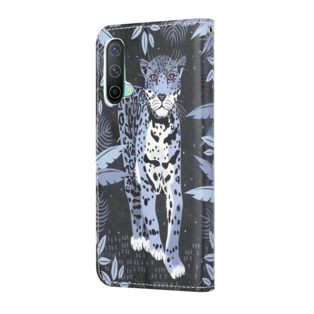 Flip Case Für OnePlus Nord CE 5G Mit Kordel Tanga Leopard