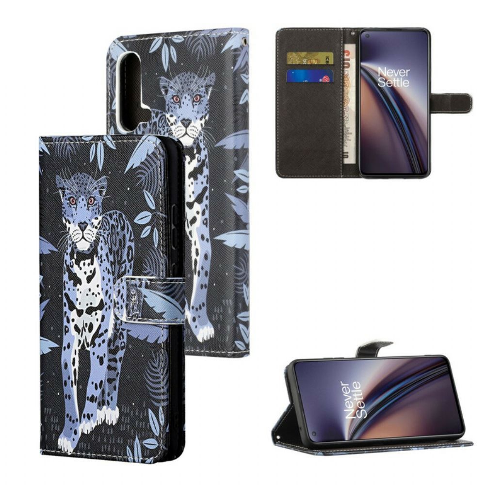 Flip Case Für OnePlus Nord CE 5G Mit Kordel Tanga Leopard