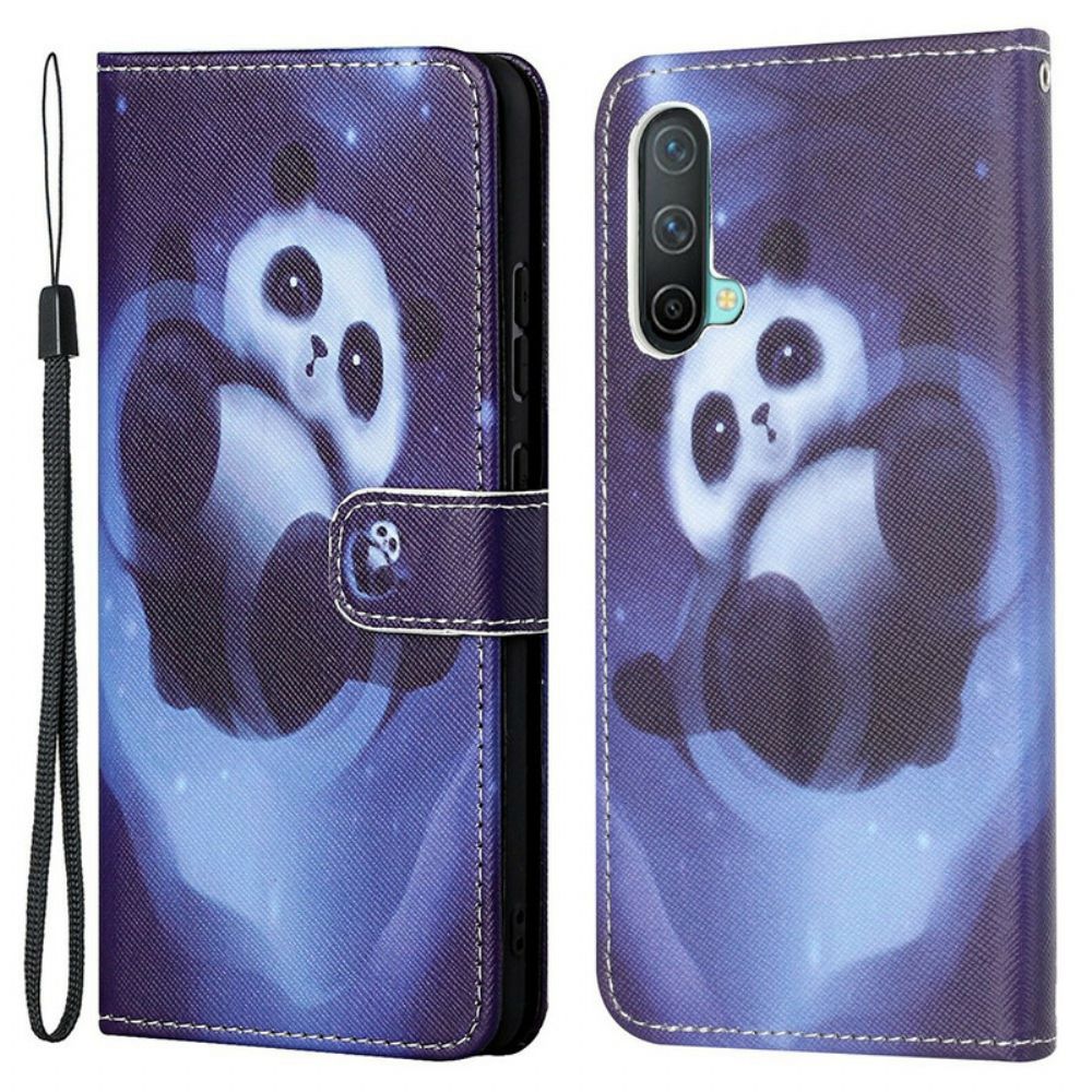 Flip Case Für OnePlus Nord CE 5G Mit Kordel Tanga Space Panda