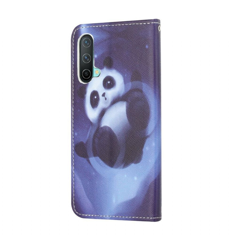 Flip Case Für OnePlus Nord CE 5G Mit Kordel Tanga Space Panda