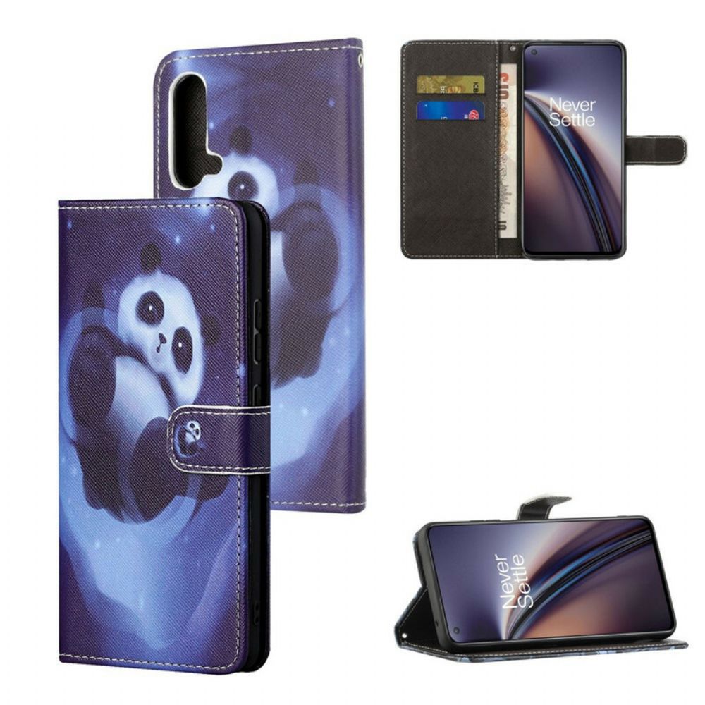 Flip Case Für OnePlus Nord CE 5G Mit Kordel Tanga Space Panda