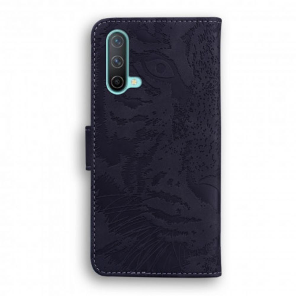 Flip Case Für OnePlus Nord CE 5G Tigergesichtsdruck