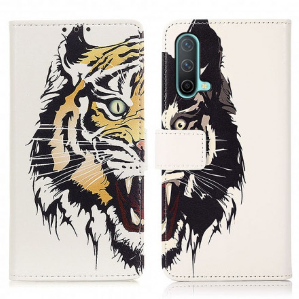 Flip Case Für OnePlus Nord CE 5G Wilder Tiger