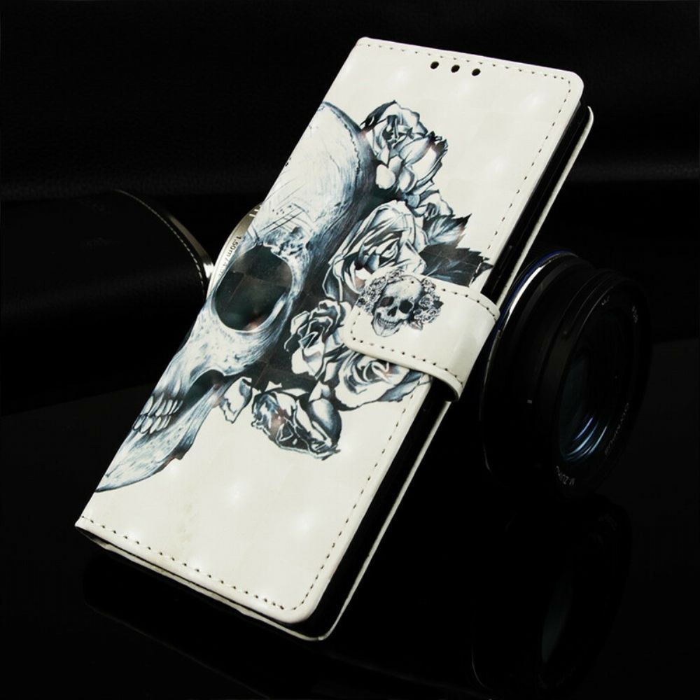 Flip Case Für Huawei P Smart Plus 2024 Blumenschädel