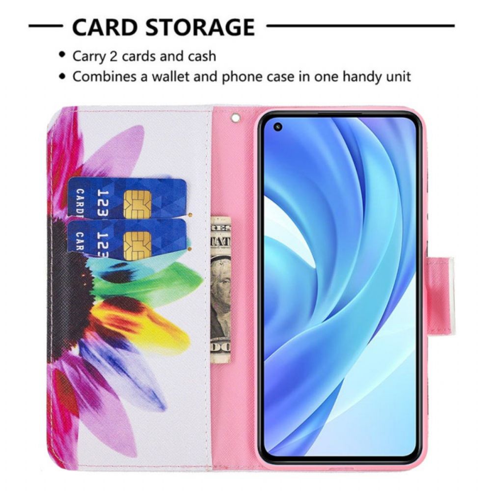 Flip Case Für Xiaomi Mi 11 Lite 5G NE / Mi 11 Lite 4G / 5G Aquarell Blume