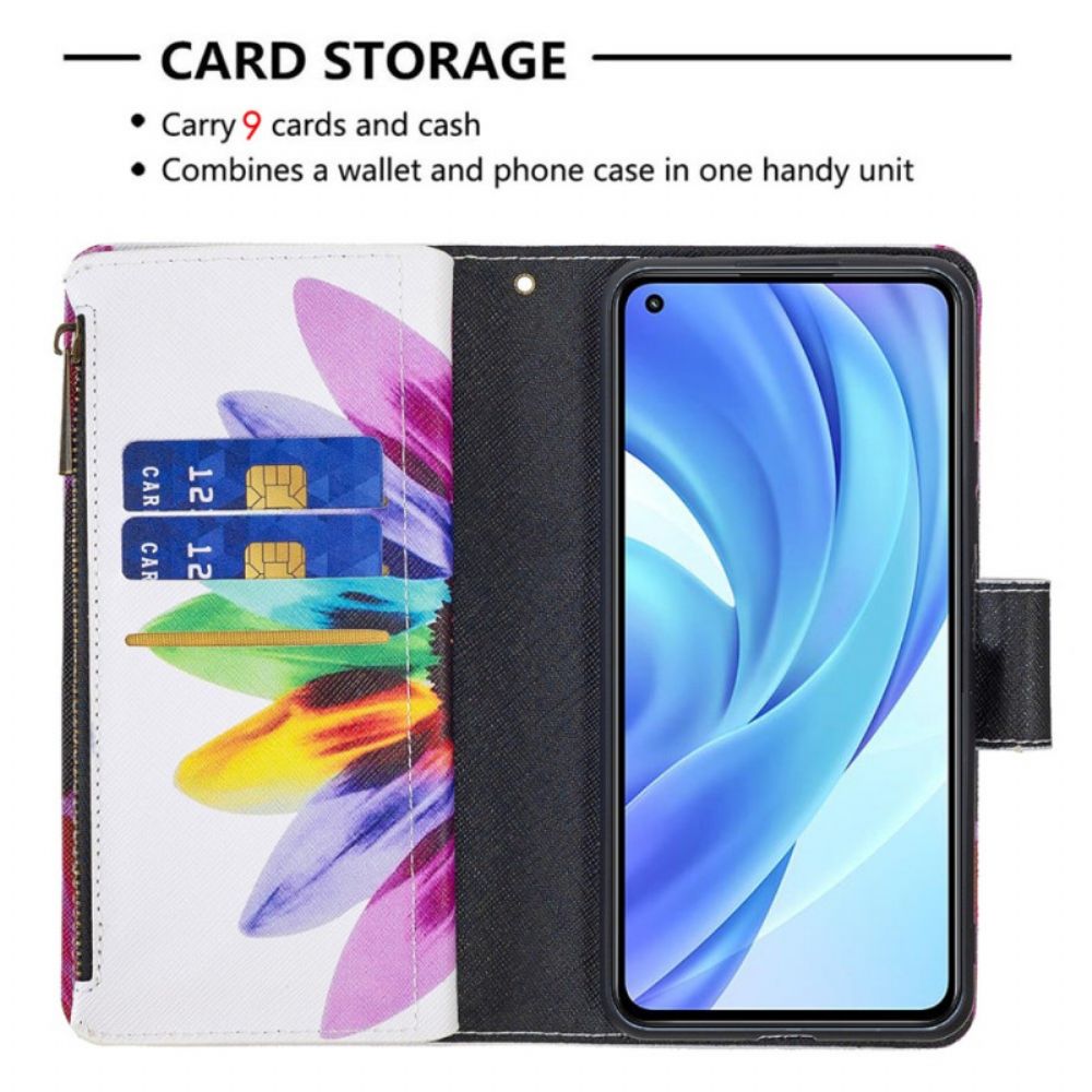 Flip Case Für Xiaomi Mi 11 Lite 5G NE / Mi 11 Lite 4G / 5G Bunte Blumentasche Mit Reißverschluss