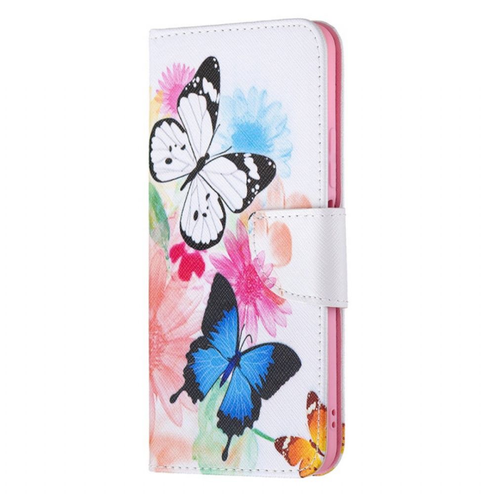 Flip Case Für Xiaomi Mi 11 Lite 5G NE / Mi 11 Lite 4G / 5G Gemalte Schmetterlinge Und Blumen