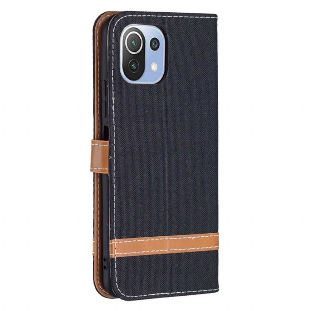 Flip Case Für Xiaomi Mi 11 Lite 5G NE / Mi 11 Lite 4G / 5G Mit Kordel Armband In Stoff- Und Lederoptik