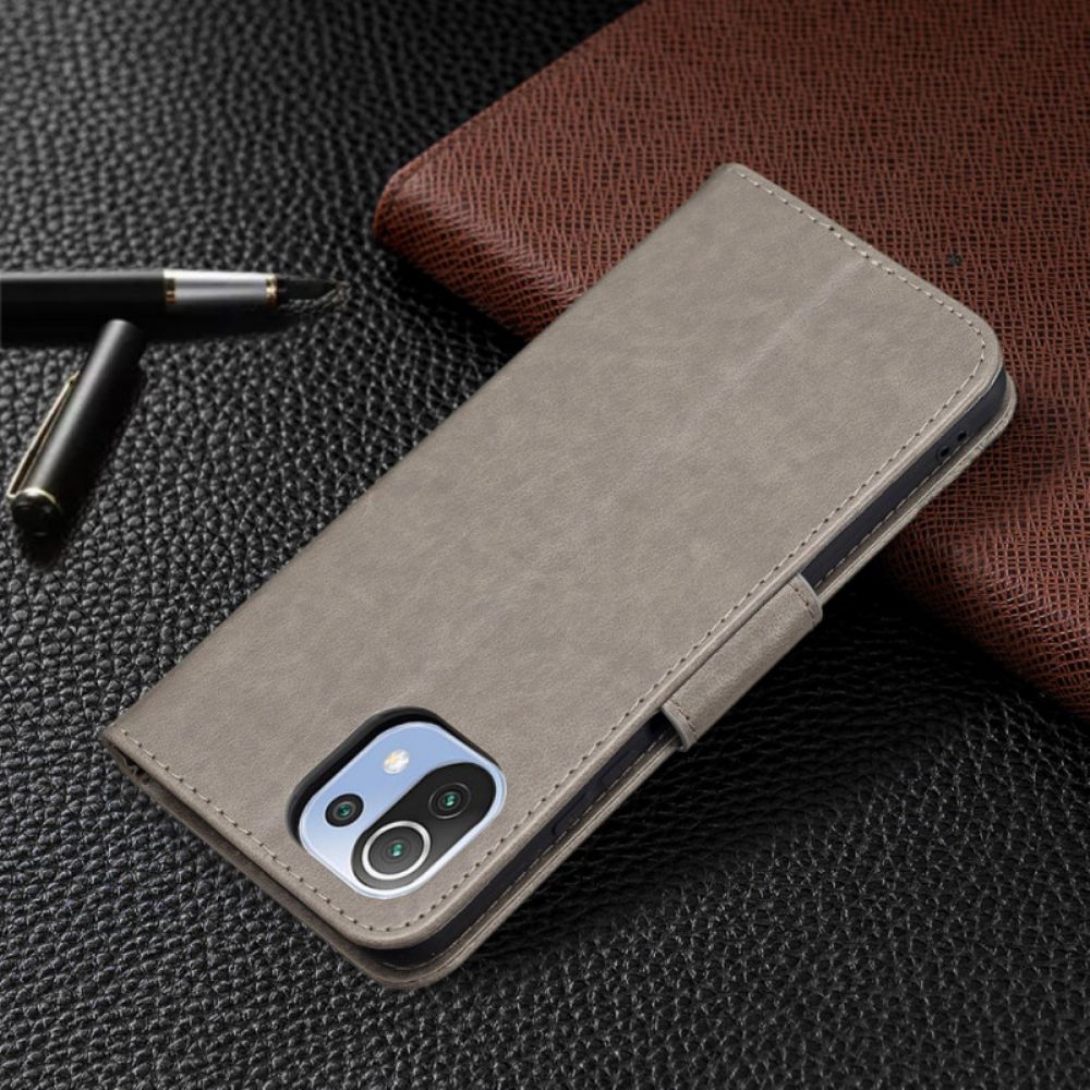 Flip Case Für Xiaomi Mi 11 Lite 5G NE / Mi 11 Lite 4G / 5G Mit Kordel Schmetterlinge Bedruckter Riemen