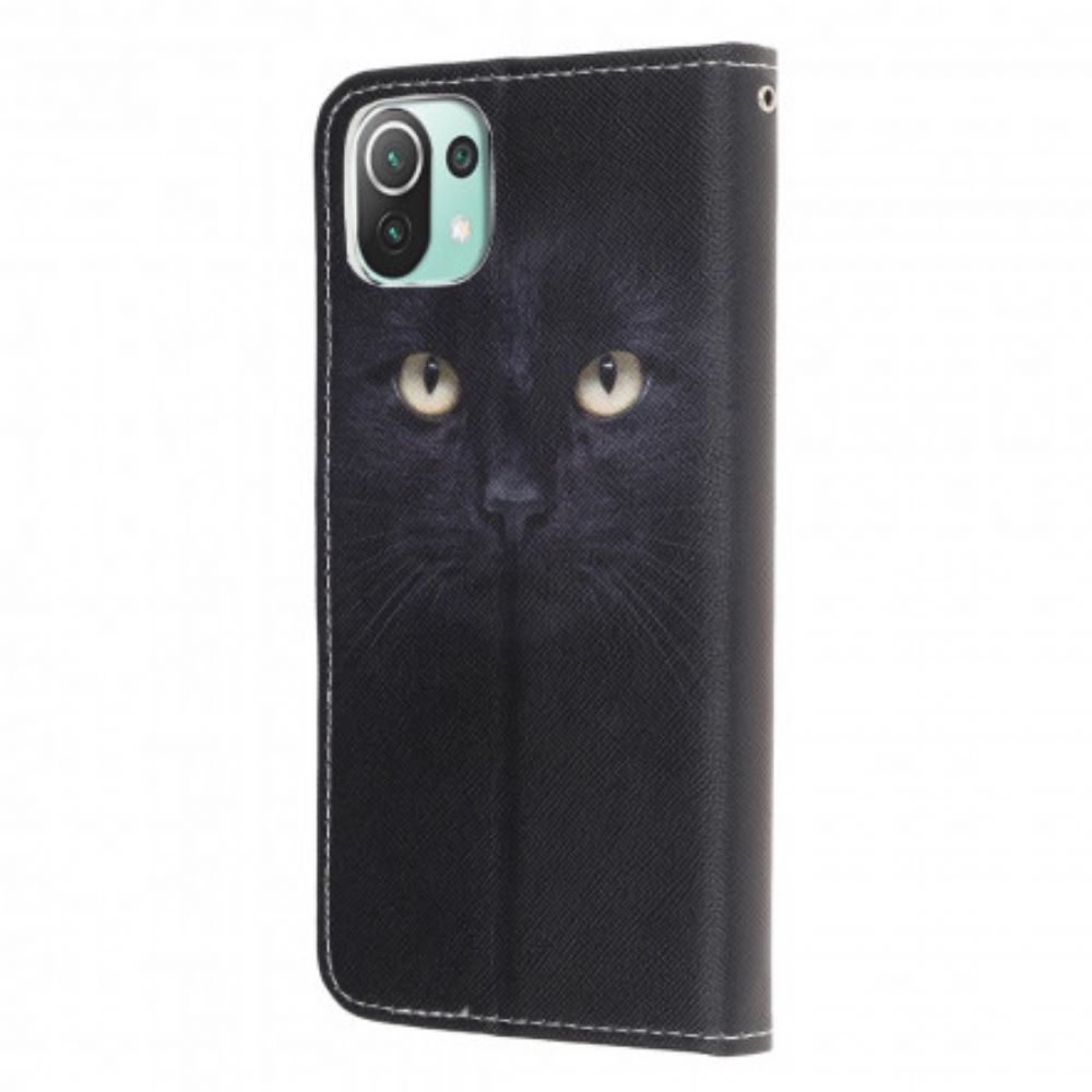 Flip Case Für Xiaomi Mi 11 Lite 5G NE / Mi 11 Lite 4G / 5G Schwarze Katzenaugen