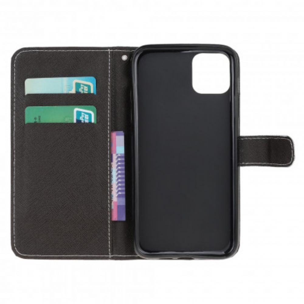 Flip Case Für Xiaomi Mi 11 Lite 5G NE / Mi 11 Lite 4G / 5G Schwarze Katzenaugen