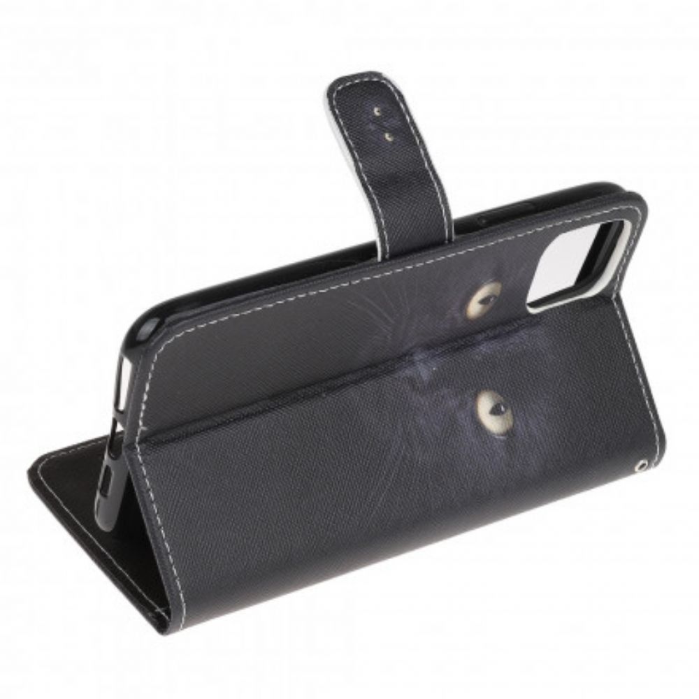 Flip Case Für Xiaomi Mi 11 Lite 5G NE / Mi 11 Lite 4G / 5G Schwarze Katzenaugen