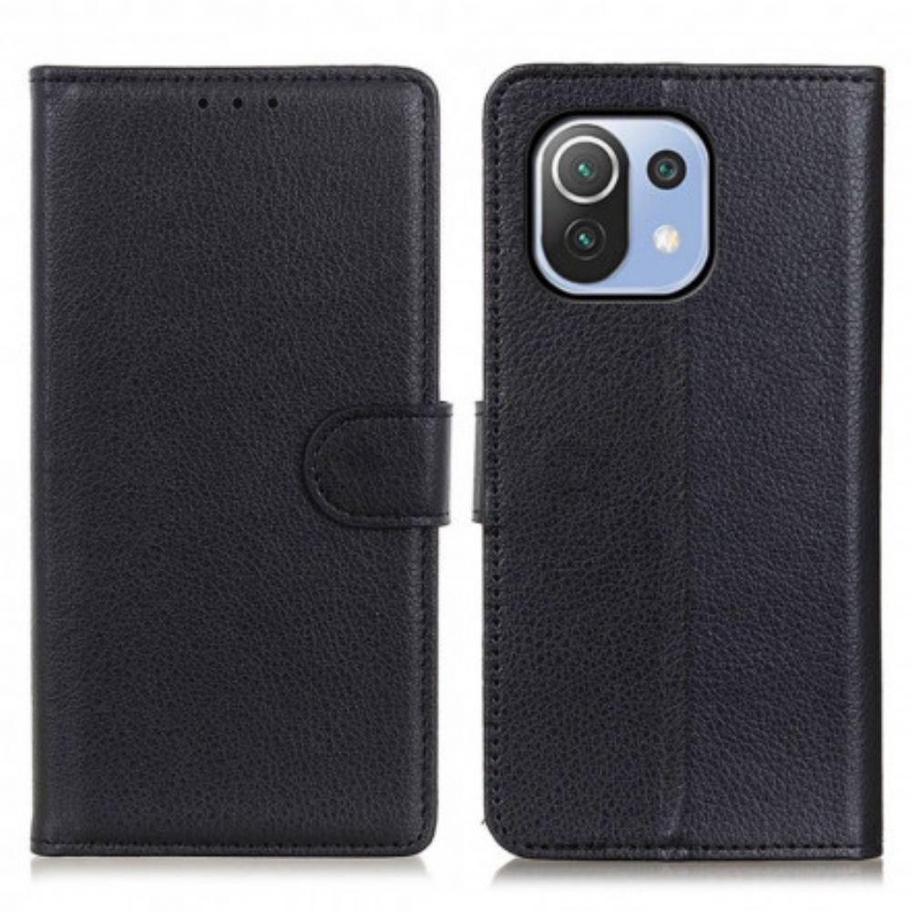 Flip Case Für Xiaomi Mi 11 Lite 5G NE / Mi 11 Lite 4G / 5G Traditionelles Litschi-kunstleder