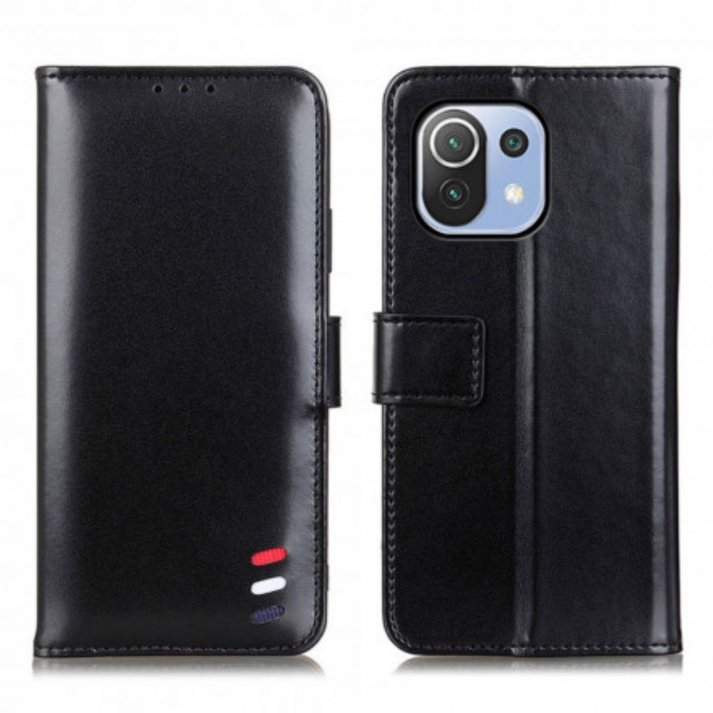 Flip Case Für Xiaomi Mi 11 Lite 5G NE / Mi 11 Lite 4G / 5G Tricolor Ledereffekt