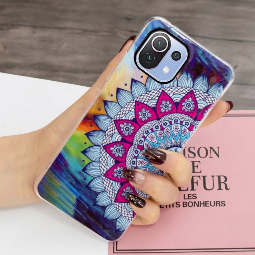 Handyhülle Für Xiaomi Mi 11 Lite 5G NE / Mi 11 Lite 4G / 5G Fluoreszierendes Buntes Mandala