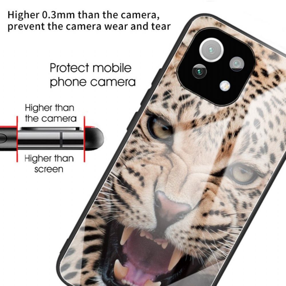 Handyhülle Für Xiaomi Mi 11 Lite 5G NE / Mi 11 Lite 4G / 5G Gehärtetes Leopardenglas