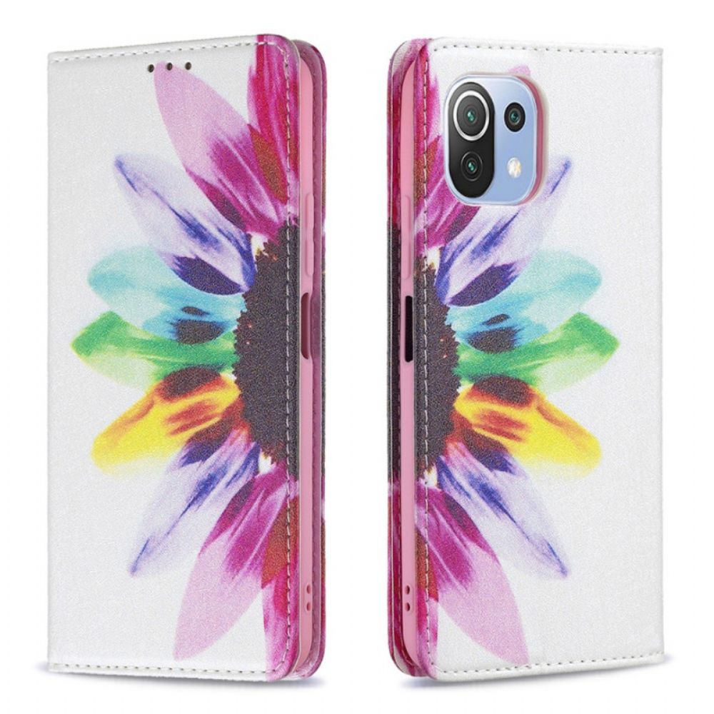 Schutzhülle Für Xiaomi Mi 11 Lite 5G NE / Mi 11 Lite 4G / 5G Flip Case Aquarell Blume