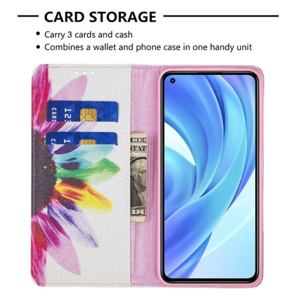 Schutzhülle Für Xiaomi Mi 11 Lite 5G NE / Mi 11 Lite 4G / 5G Flip Case Aquarell Blume