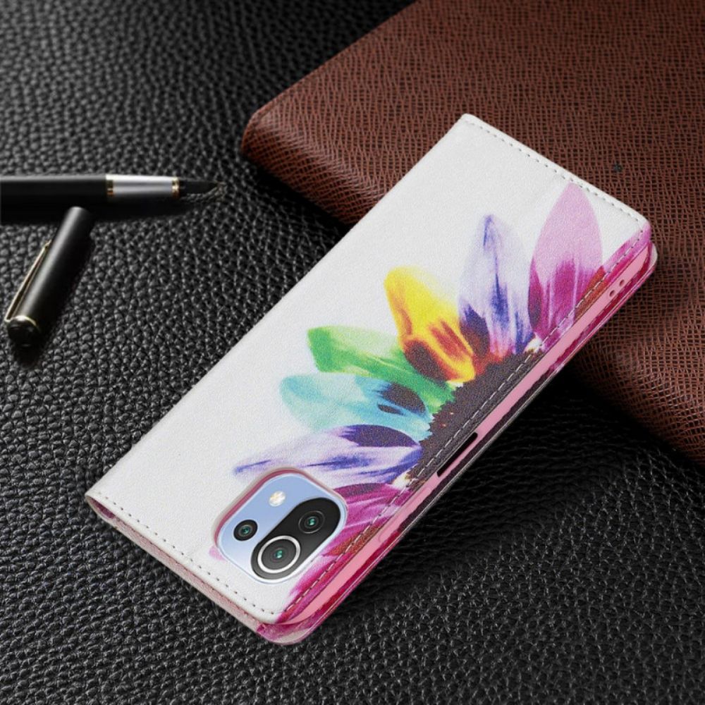 Schutzhülle Für Xiaomi Mi 11 Lite 5G NE / Mi 11 Lite 4G / 5G Flip Case Aquarell Blume