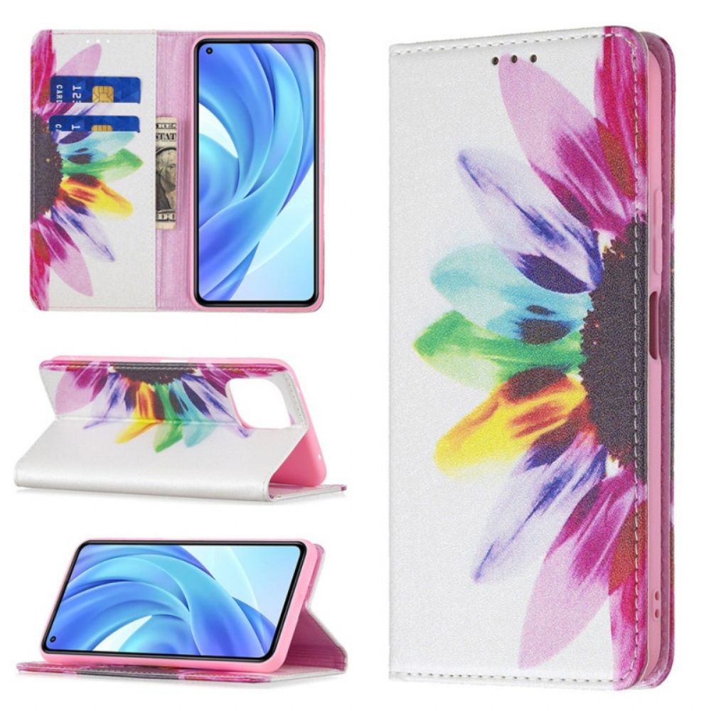 Schutzhülle Für Xiaomi Mi 11 Lite 5G NE / Mi 11 Lite 4G / 5G Flip Case Aquarell Blume