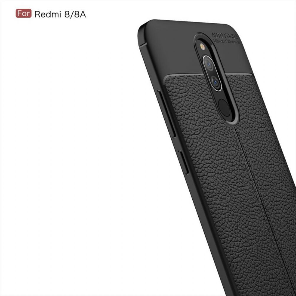 Hülle Für Xiaomi Redmi 8A Doppellinie Litschi-leder-effekt