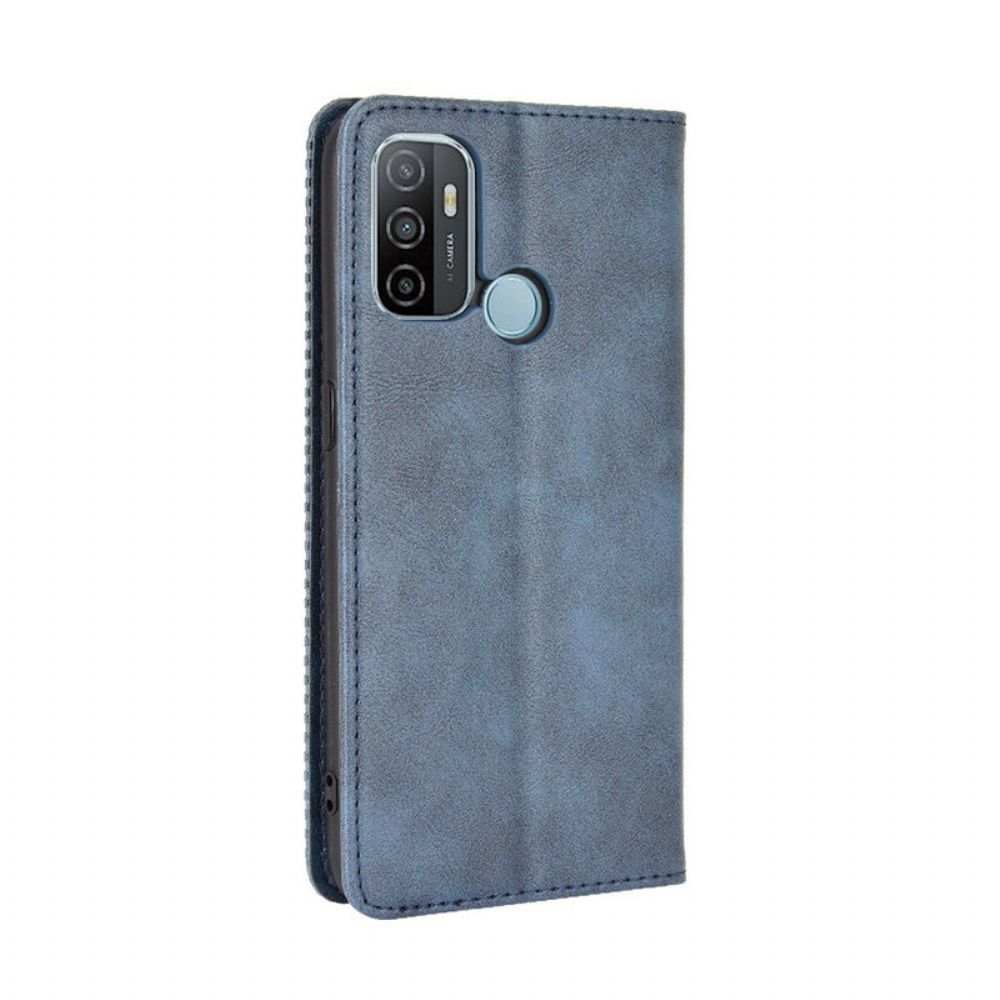 Schutzhülle Für Oppo A53 / A53s Flip Case Gestylter Vintage-leder-effekt