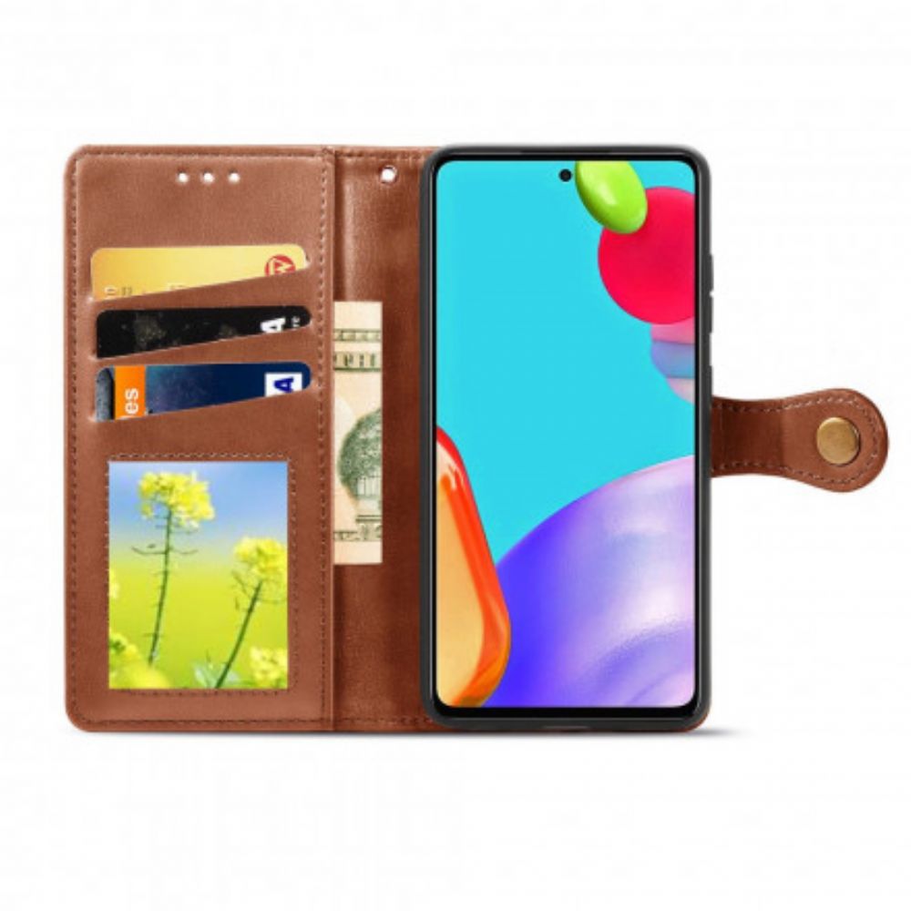 Flip Case Für Samsung Galaxy A72 4G / 5G Kunstleder Und Vintage-verschluss