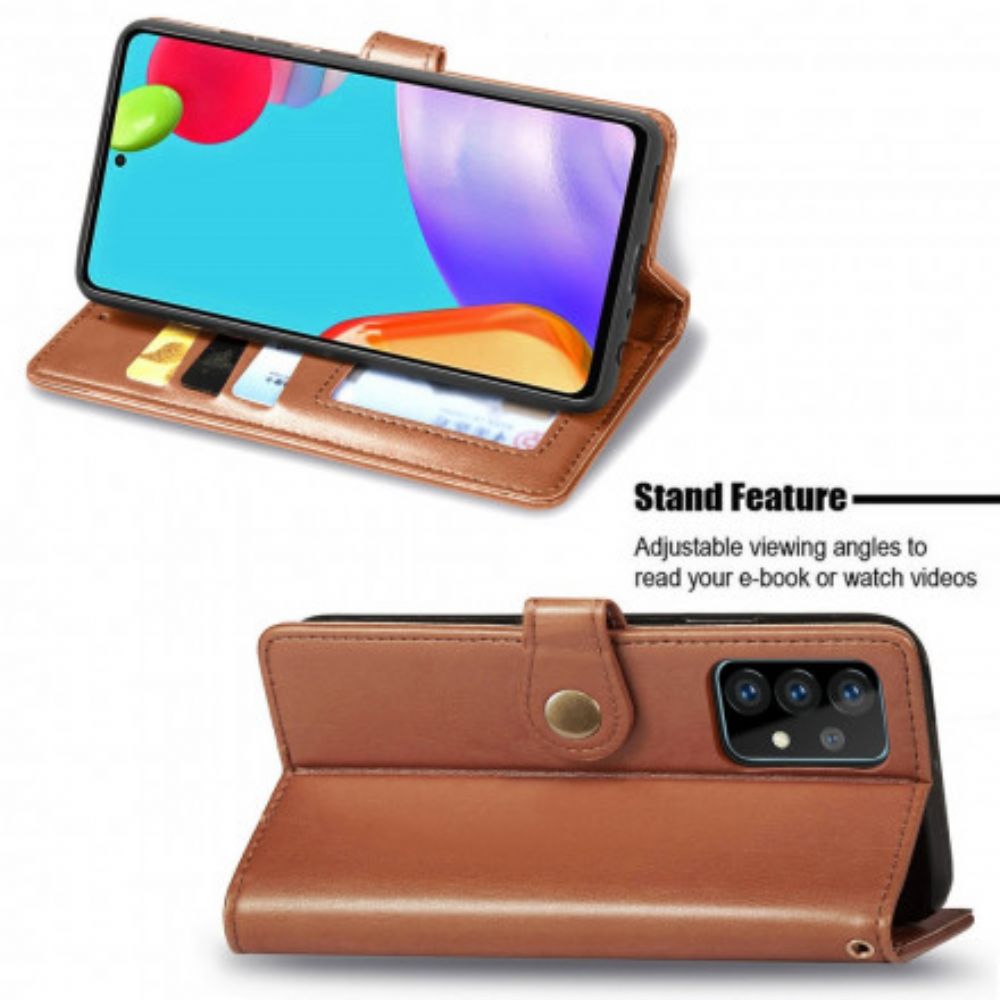 Flip Case Für Samsung Galaxy A72 4G / 5G Kunstleder Und Vintage-verschluss