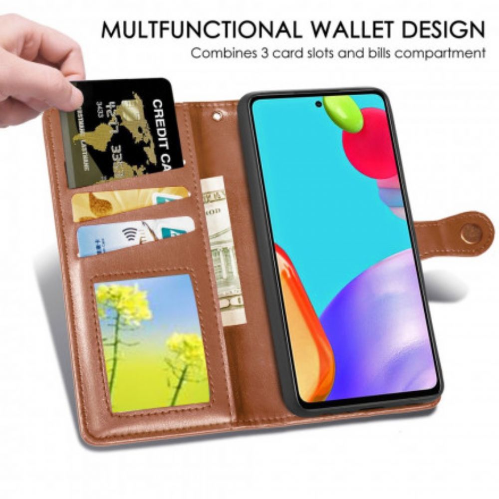 Flip Case Für Samsung Galaxy A72 4G / 5G Kunstleder Und Vintage-verschluss