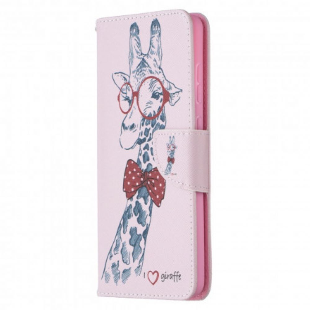 Flip Case Für Samsung Galaxy A72 4G / 5G Nerdige Giraffe