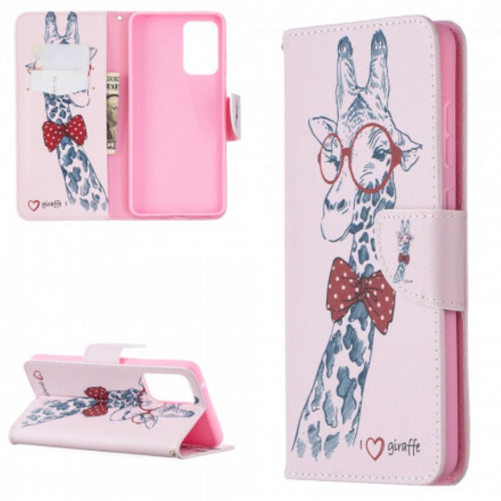 Flip Case Für Samsung Galaxy A72 4G / 5G Nerdige Giraffe