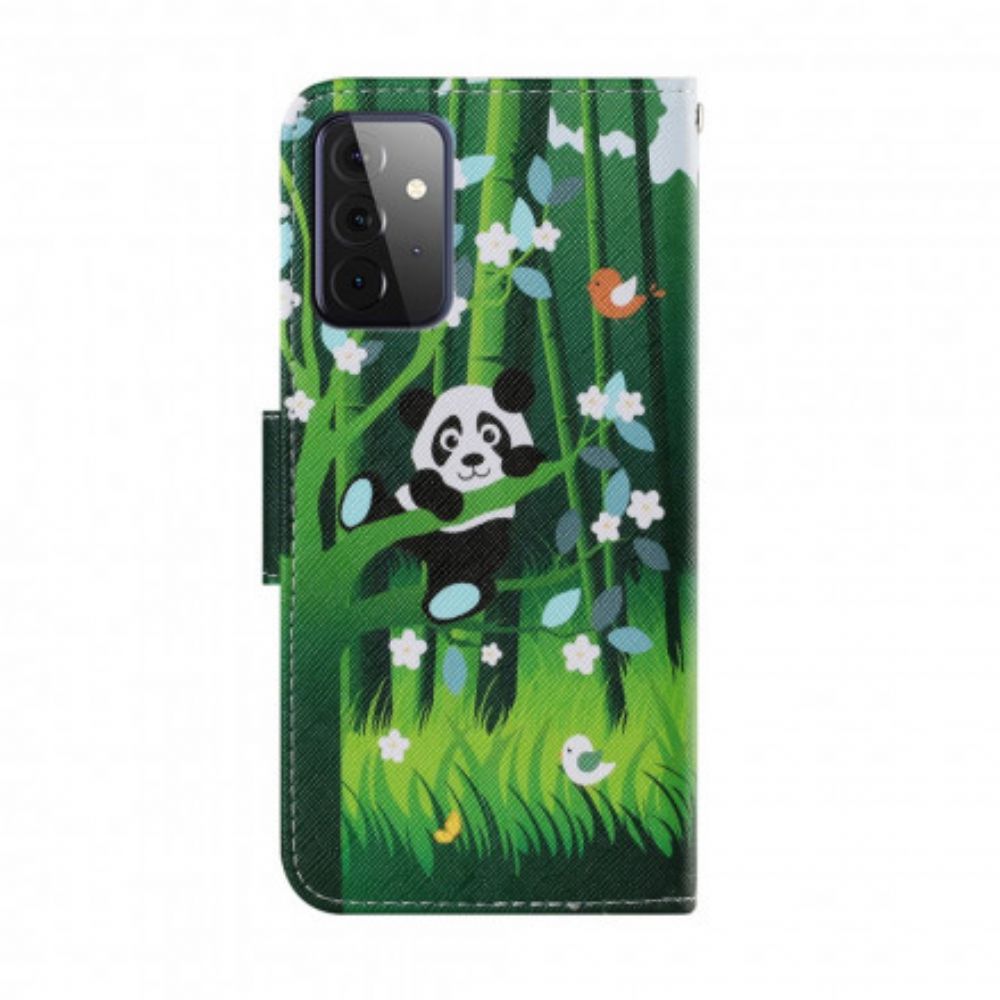 Flip Case Für Samsung Galaxy A72 4G / 5G Panda-spaziergang