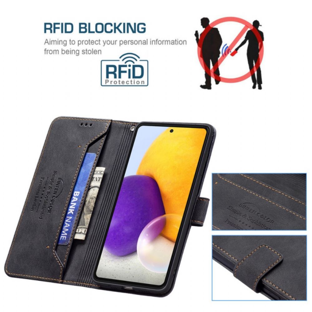 Flip Case Für Samsung Galaxy A72 4G / 5G Rfid-binfen-farbe