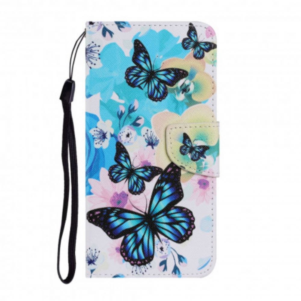 Flip Case Für Samsung Galaxy A72 4G / 5G Schmetterlinge Und Sommerblumen