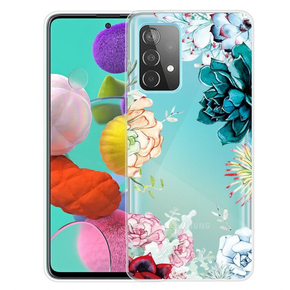 Handyhülle Für Samsung Galaxy A72 4G / 5G Nahtlose Aquarellblumen